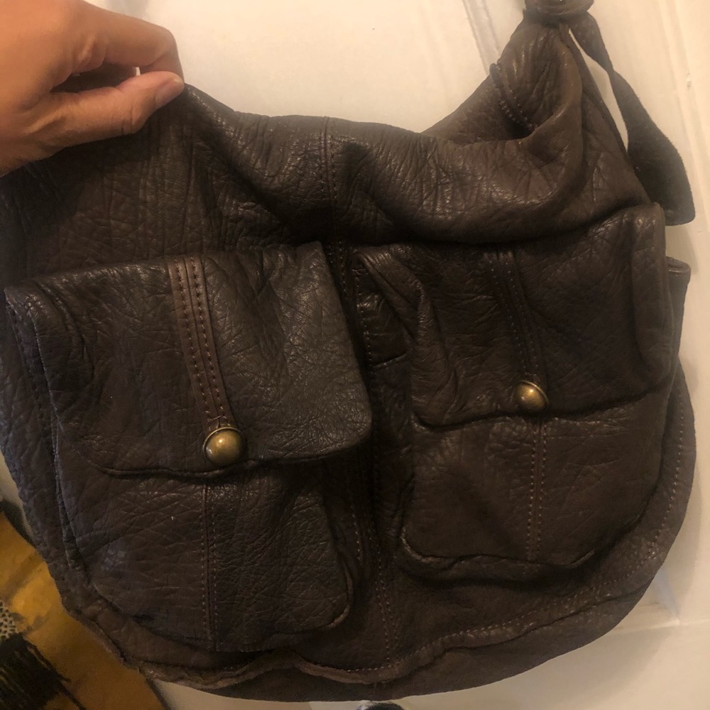 ABRO Brown Leather Shoulder Bag